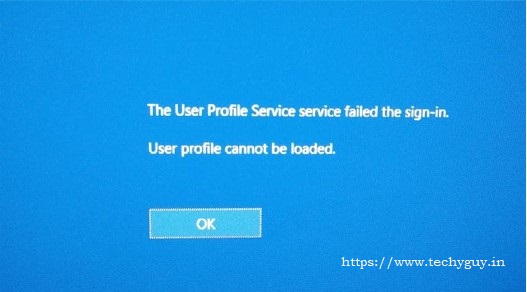 user profile cannot be loaded