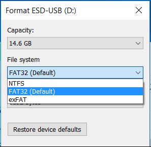 format in fat32 file system