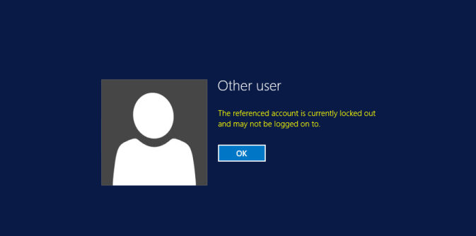 The referenced account is currently locked out