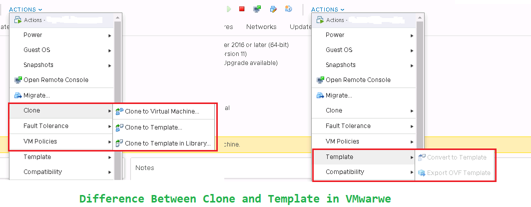 Difference Between Clone and Template In VMware