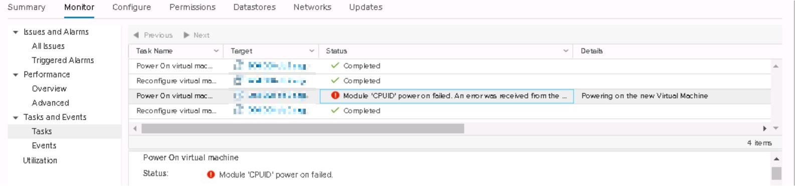 Module CPUID Power On Failed