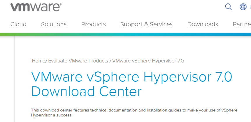 vmware vsphere hypervisor 7.0 download